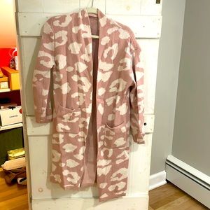 Pink Leopard Long Cardigan